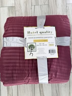 Hotel Quality Down Alternative 100% Cotton Cal King/king Comforter Burgundy New